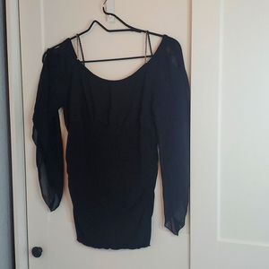 Fang Cold Shoulder top with rhinestone straps Large